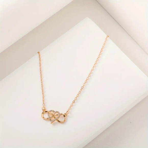 Infinity Heart Rhinestone Necklace - Picture 2 of 5